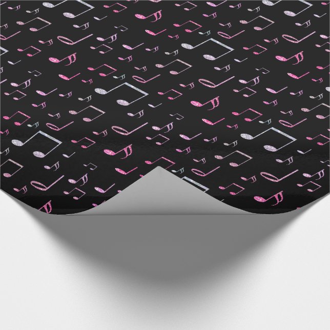 Papel De Regalo patrón de música en negro (Esquina)