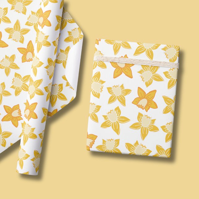 Papel De Regalo Patrón de Narciso de Primavera (Spring daffodil yellow floral wrapping paper rolls. Matching items available. )
