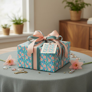Papel De Regalo patrón de narcisos acuarela naranja