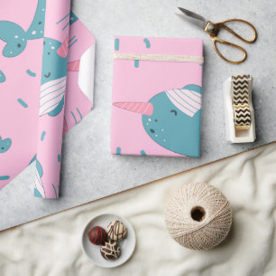 Papel De Regalo Patrón de Narwhal de corte