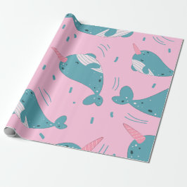 Papel De Regalo Patrón de Narwhal de corte