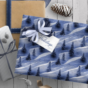 Papel De Regalo Patrón de Navidad Azul #10 ID1009