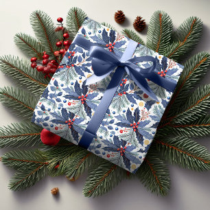 Papel De Regalo Patrón de Navidad Azul #17 ID1009