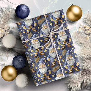 Papel De Regalo Patrón de Navidad Blue Gold #11 ID1009