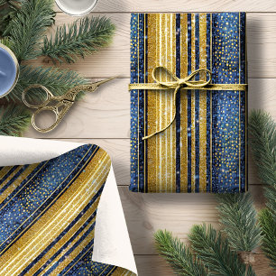 Papel De Regalo Patrón de Navidad Blue Gold #28 ID1009
