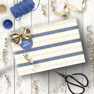 Papel De Regalo Patrón de Navidad Blue Gold #35 ID1009