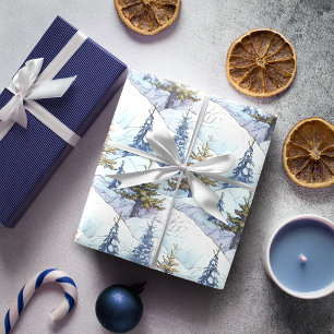 Papel De Regalo Patrón de Navidad Blue Gold #4 ID1009