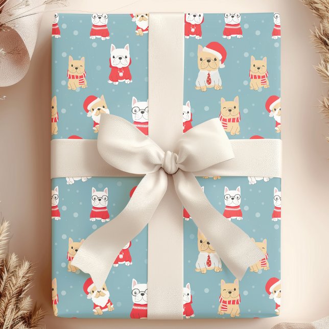 Papel De Regalo Patrón de Navidad de Bulldog Francés (Subido por el creador)