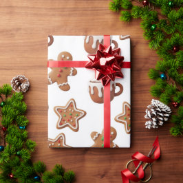 Papel De Regalo Patrón de Navidad de Chocolate Caliente de Jengibr