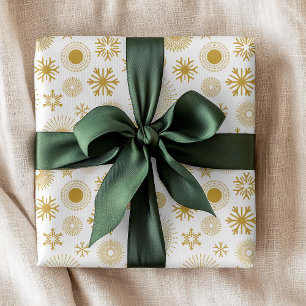 Papel De Regalo Patrón de Navidad de copo de nieve de oro blanco d