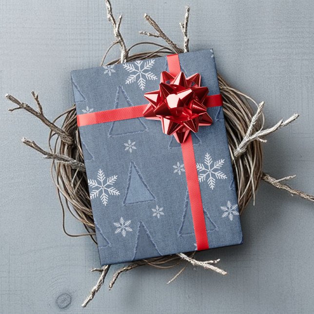 Papel De Regalo Patrón de Navidad de Denim Winter (Subido por el creador)