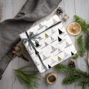 Papel De Regalo Patrón de Navidad de Oro Negro #5 ID1009
