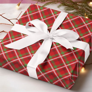Papel De Regalo Patrón de Navidad de Tartán de Cuadros Rojo Verde