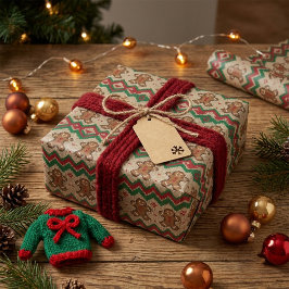 Papel De Regalo Patrón de Navidad del hombre de jengibre tejido