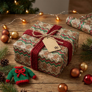 Papel De Regalo Patrón de Navidad del hombre de jengibre tejido