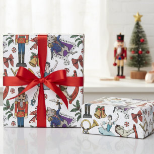 Papel De Regalo Patrón de Navidad del Rey Ratón Bailarina Cascanue