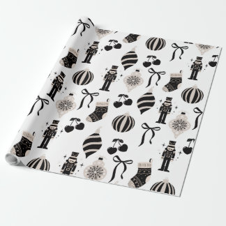 Papel De Regalo Patrón de Navidad en Blanco y Negro