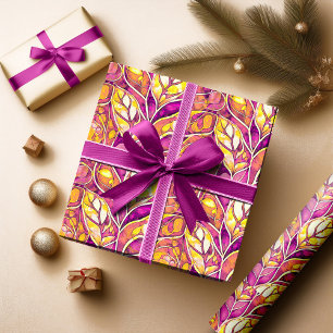 Papel De Regalo Patrón de Navidad en oro magenta #21 ID1009