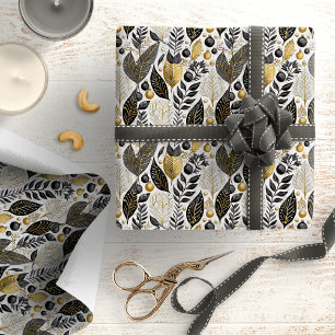 Papel De Regalo Patrón de Navidad en Oro Negro #21 ID1009