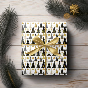 Papel De Regalo Patrón de Navidad en Oro Negro #25 ID1009