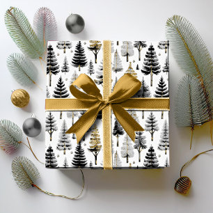 Papel De Regalo Patrón de Navidad en Oro Negro #26 ID1009