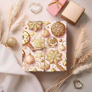 Papel De Regalo Patrón de Navidad en Oro Rosa#12 ID1009 Envoltura