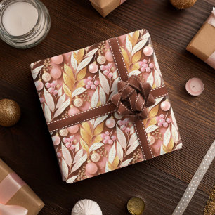 Papel De Regalo Patrón de Navidad en Oro Rosa#22 ID1009