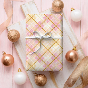Papel De Regalo Patrón de Navidad en Oro Rosa#28 ID1009