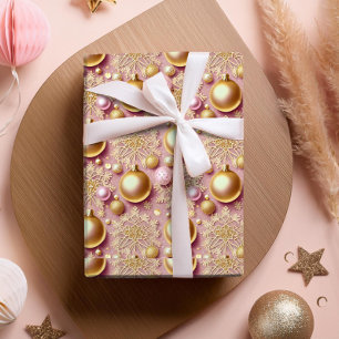 Papel De Regalo Patrón de Navidad en Oro Rosa #31 ID1009