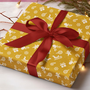 Papel De Regalo Patrón de Navidad moderno de jengibre Reno lindo