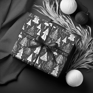 Papel De Regalo Patrón de Navidad Negro #6 ID1009