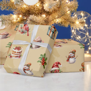 Papel De Regalo Patrón de Navidad retro vintage