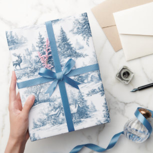 Papel De Regalo Patrón de Navidad Toile Azul