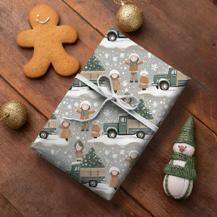 Papel De Regalo Patrón de Navidad Tonos Terrosos #2 ID1009