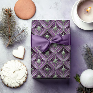 Papel De Regalo Patrón de Navidad Verde Púrpura#16 ID1009