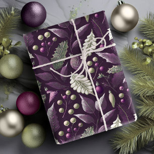 Papel De Regalo Patrón de Navidad Verde Púrpura#18 ID1009