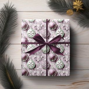 Papel De Regalo Patrón de Navidad Verde Púrpura #20 ID1009