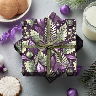 Papel De Regalo Patrón de Navidad Verde Púrpura#22 ID1009