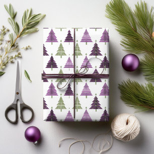 Papel De Regalo Patrón de Navidad Verde Púrpura#24 ID1009