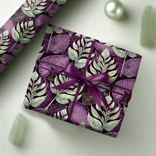 Papel De Regalo Patrón de Navidad Verde Púrpura#29 ID1009