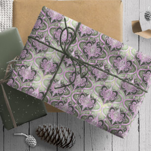 Papel De Regalo Patrón de Navidad Verde Púrpura#30 ID1009