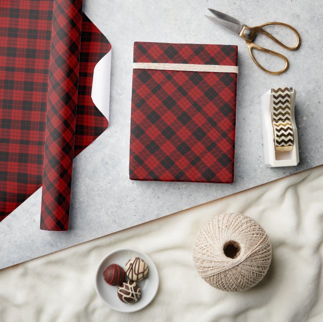 Papel De Regalo Patrón de navidades a cuadros Red Buffalo Plaid (Artesanía)