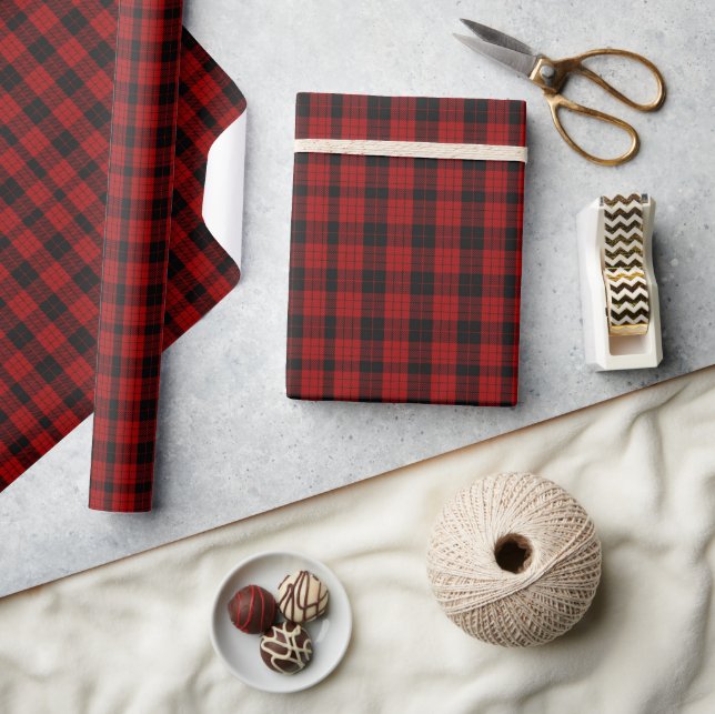 Papel De Regalo Patrón de navidades a cuadros Red Buffalo Plaid (Artesanía)