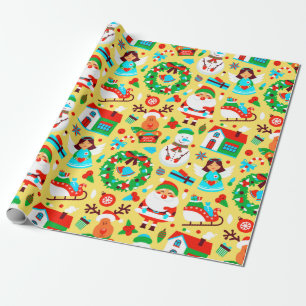 Papel De Regalo Patrón de Navidades amarillos