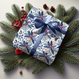 Papel De Regalo Patrón de Navidades azules #17 ID1009