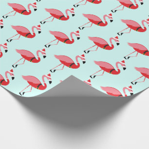 Papel De Regalo Patrón de Navidades azules de color rosa Flamingo