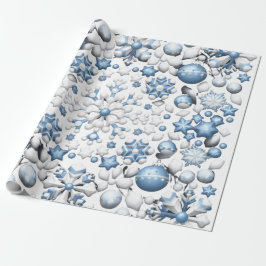 Papel De Regalo Patrón de Navidades azules y blancos