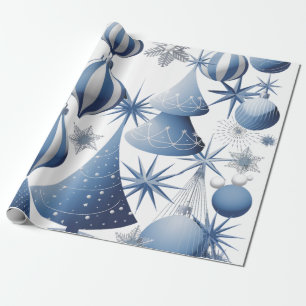 Papel De Regalo Patrón de Navidades azules y blancos