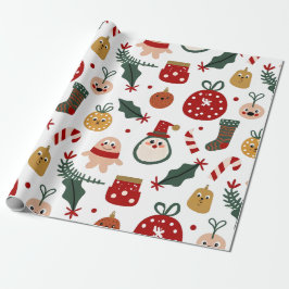 Papel De Regalo Patrón de navidades con Santa, Gingerbread