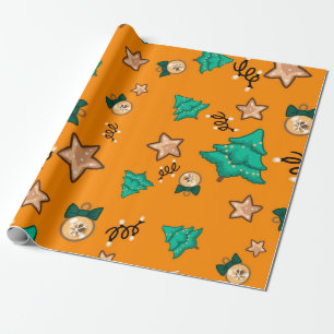 Papel De Regalo Patrón de navidades con velas, Tangerinesbackgroup